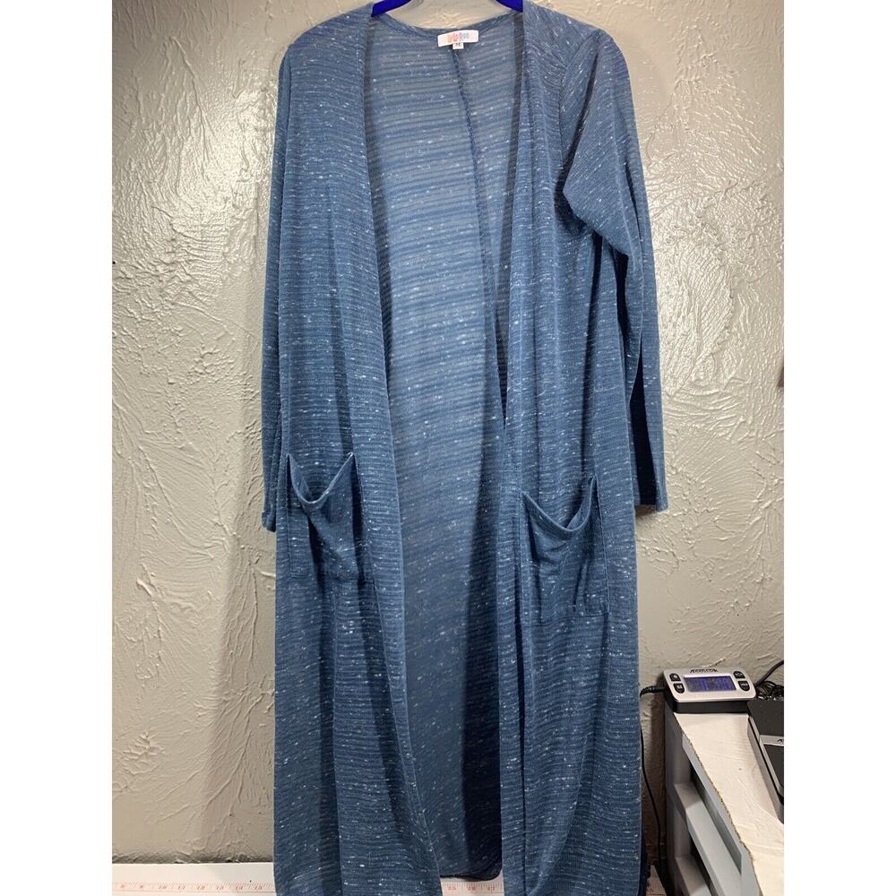 LuLaRoe Sarah Duster Cardigan Open Front Gray Sheer Heathered Size Medium